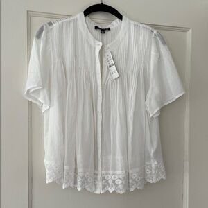 White Lace Trim Blouse